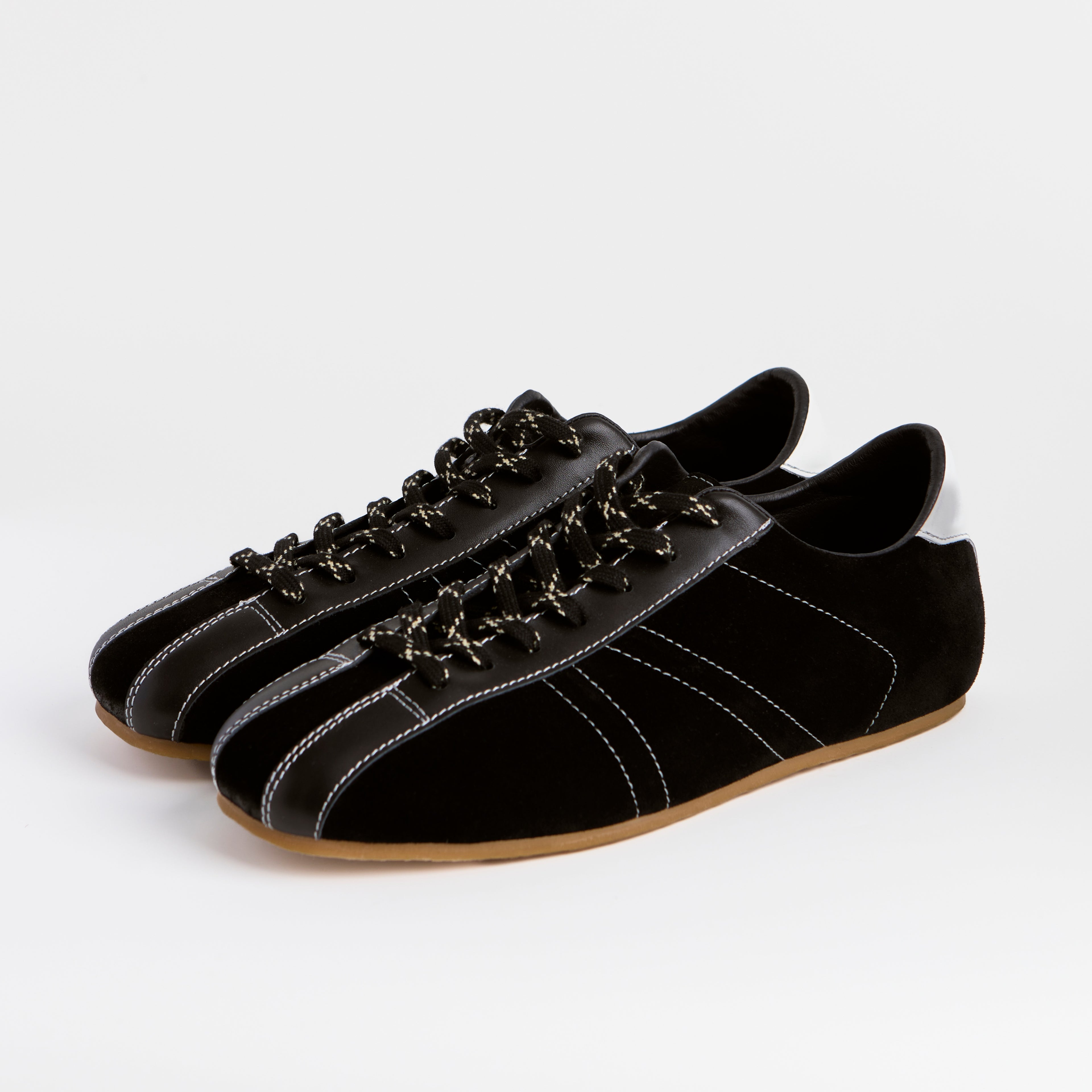 The Dual Stride Men's Black Artisanal Retro Track Suede Sneaker
