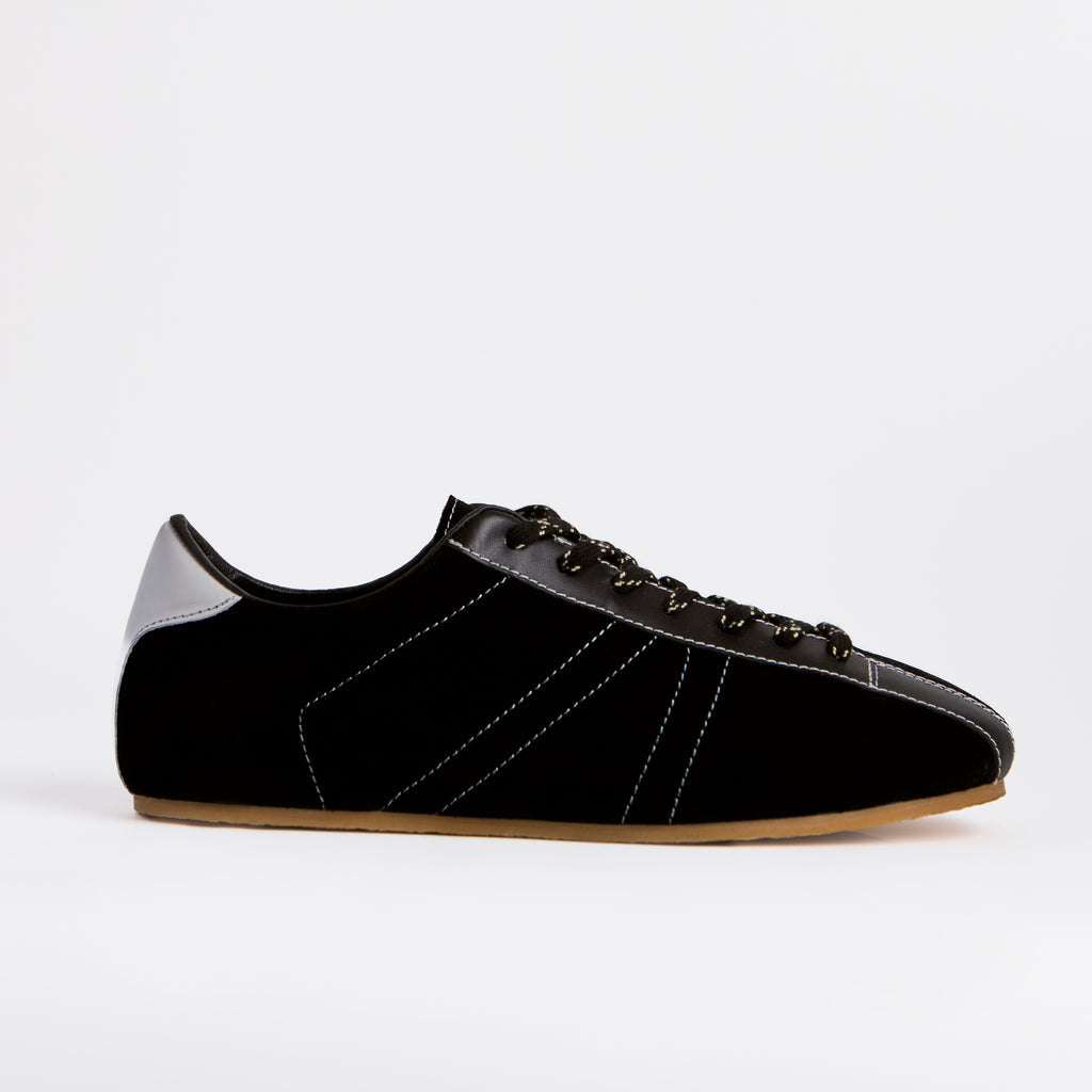 The Dual Stride Men's Black Artisanal Retro Track Suede Sneaker