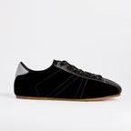 The Dual Stride Men's Black Artisanal Retro Track Suede Sneaker