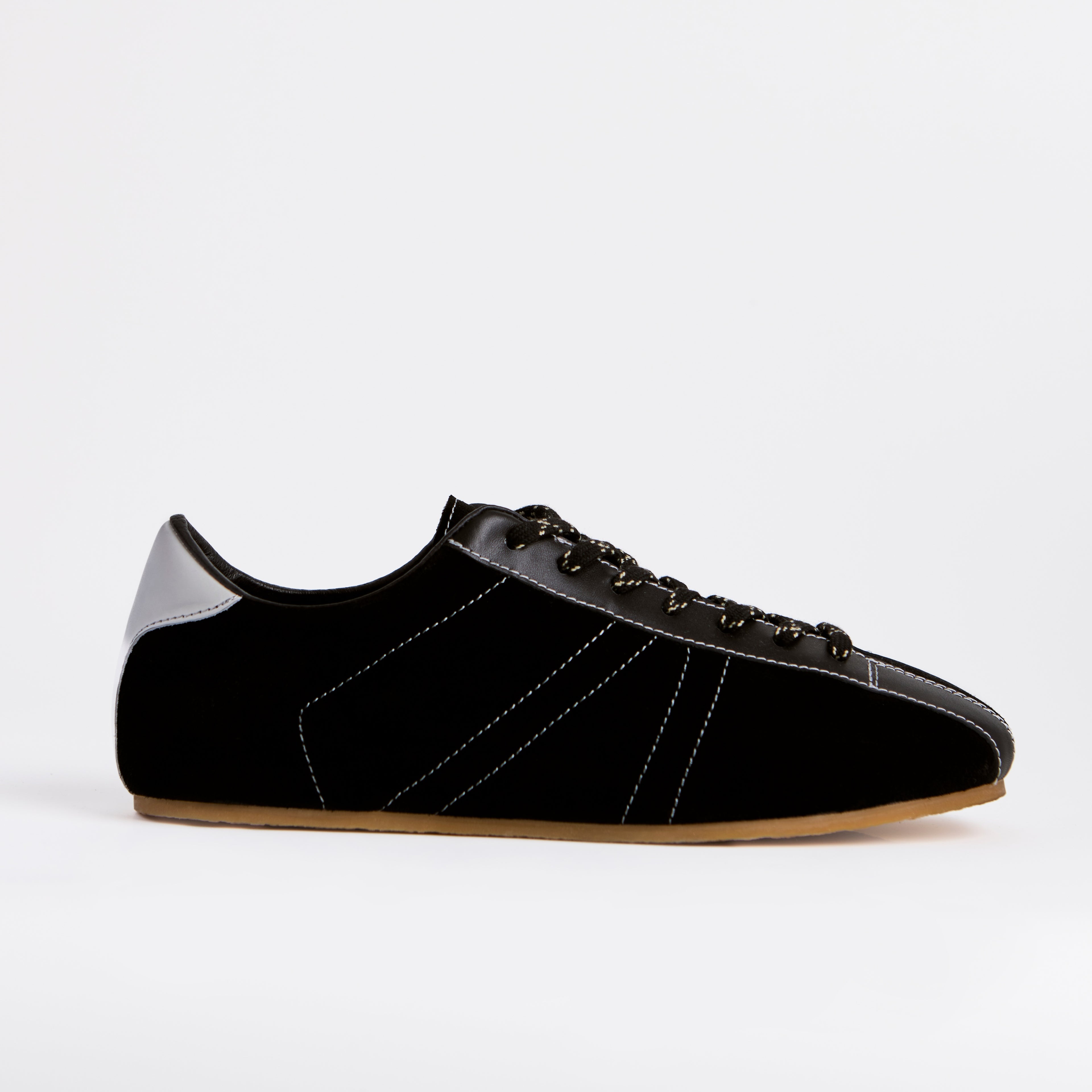 The Dual Stride Men's Black Artisanal Retro Track Suede Sneaker