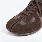 The Dual Stride Split-Toe Velvet & Suede Retro Casual Sneakers
