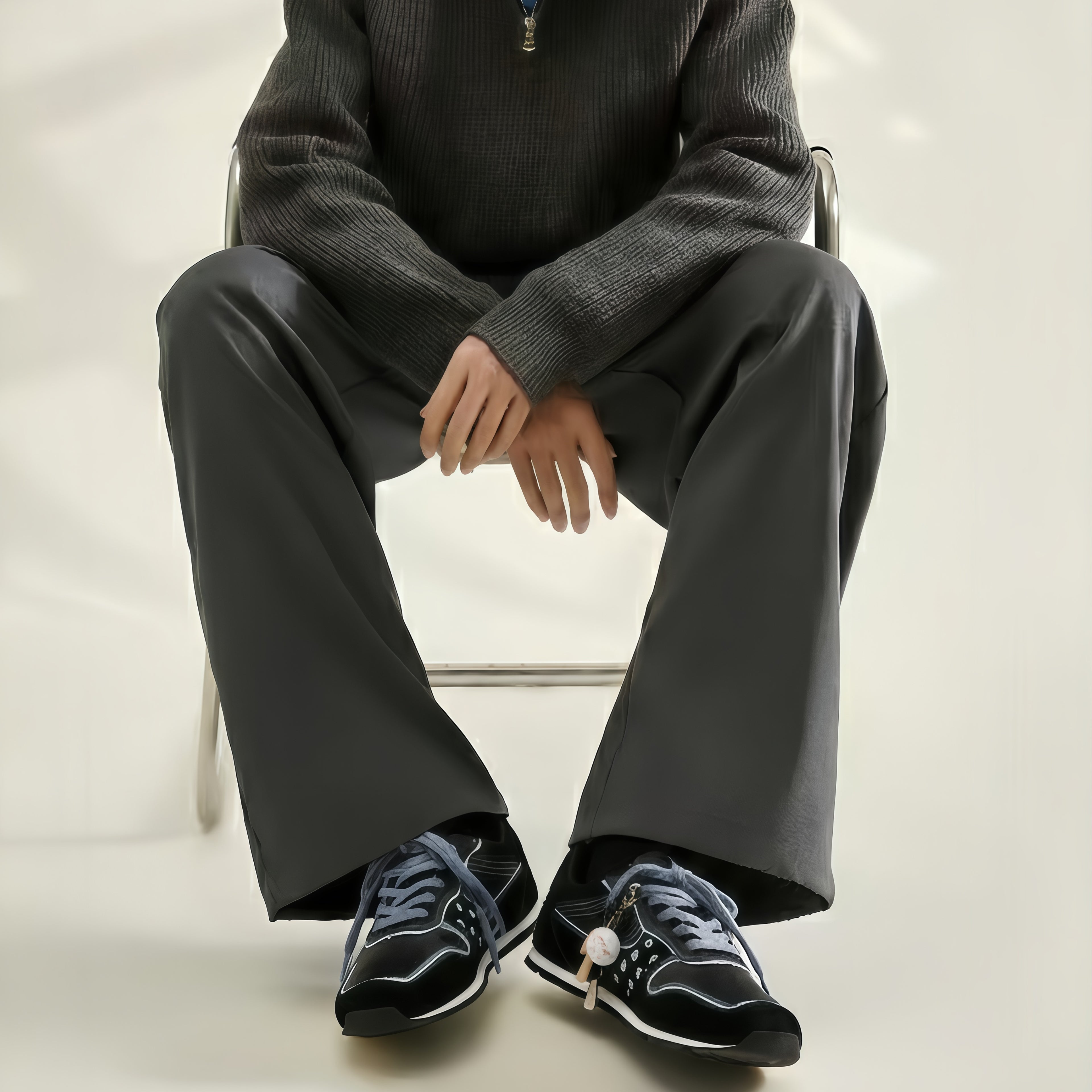 The Dual Stride Men‘s Retro Black Suede Sneakers