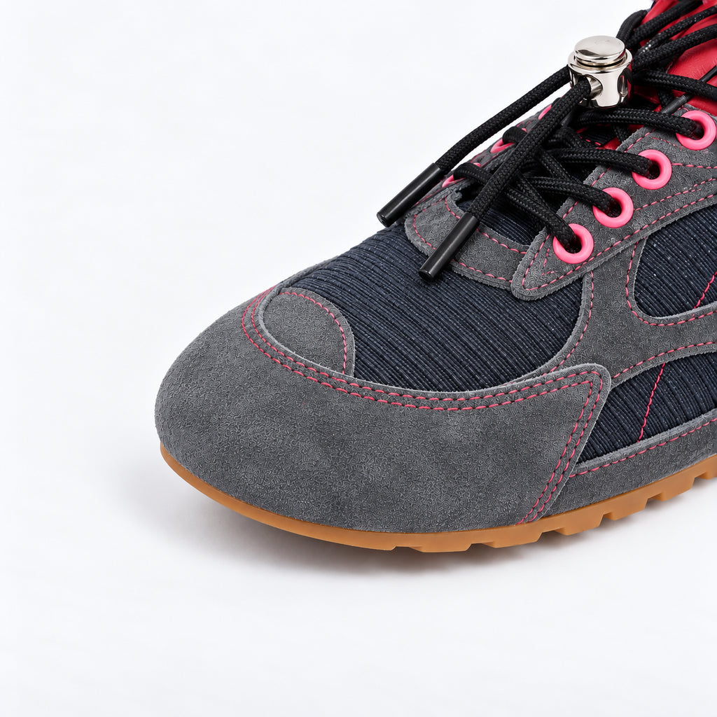 The Dual Stride Charcoal Gray Retro Sneakers