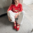 The Dual Stride Red Mary Jane Sneaker Flat