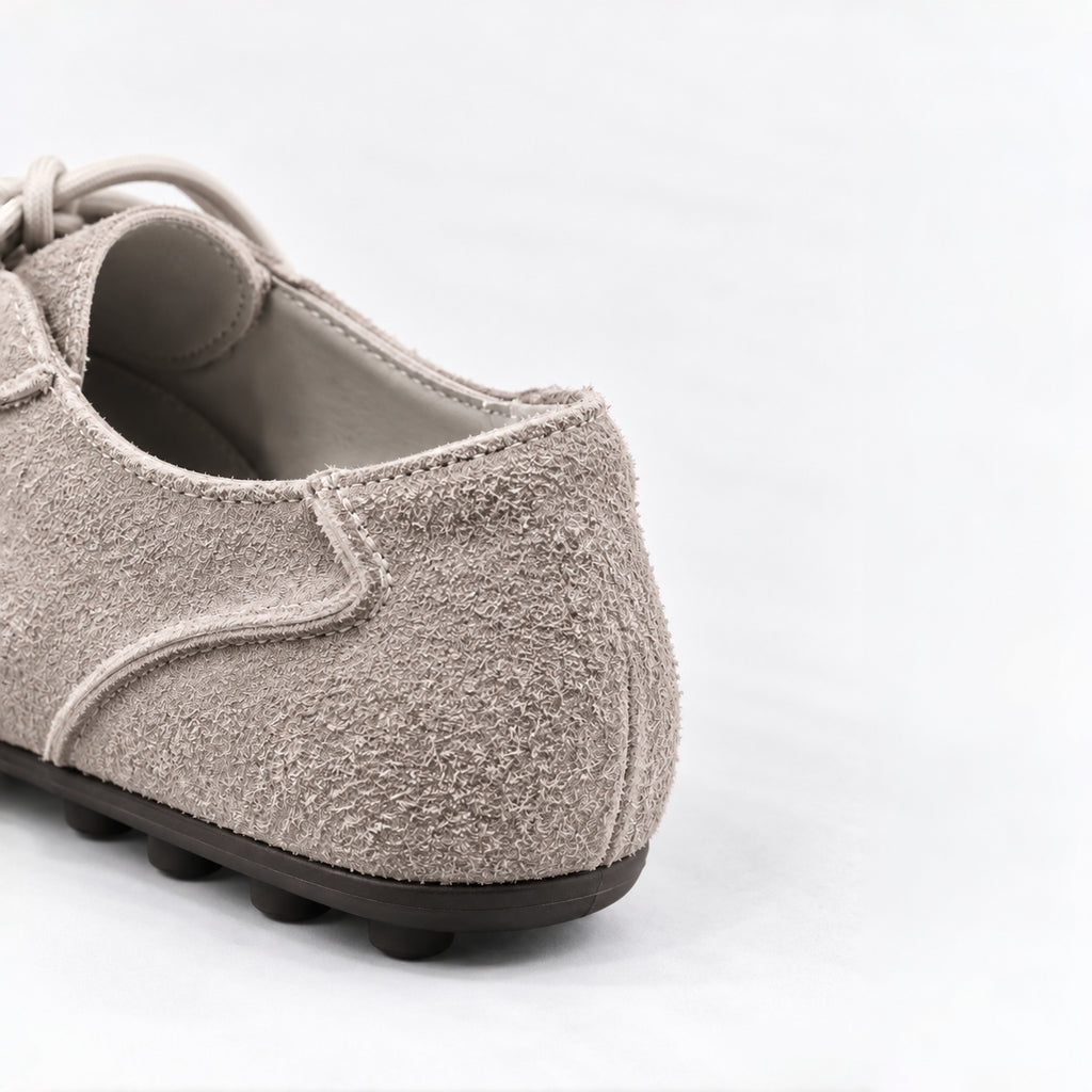 The Dual Stride Gray Suede Retro Sneakers