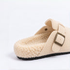 The Dual Stride Cozy Fleece Buckle Mules
