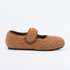 The Dual Stride  Brown  Cozy Fleece Mary Jane Flats