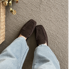 The Dual Stride Chocolate Brown Braided Suede Loafers