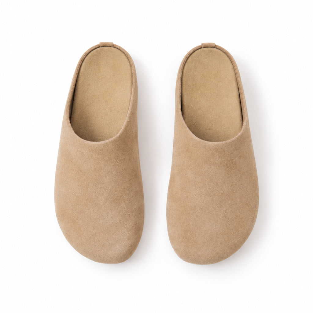 The Dual Stride Beige Suede Slip-On Mules