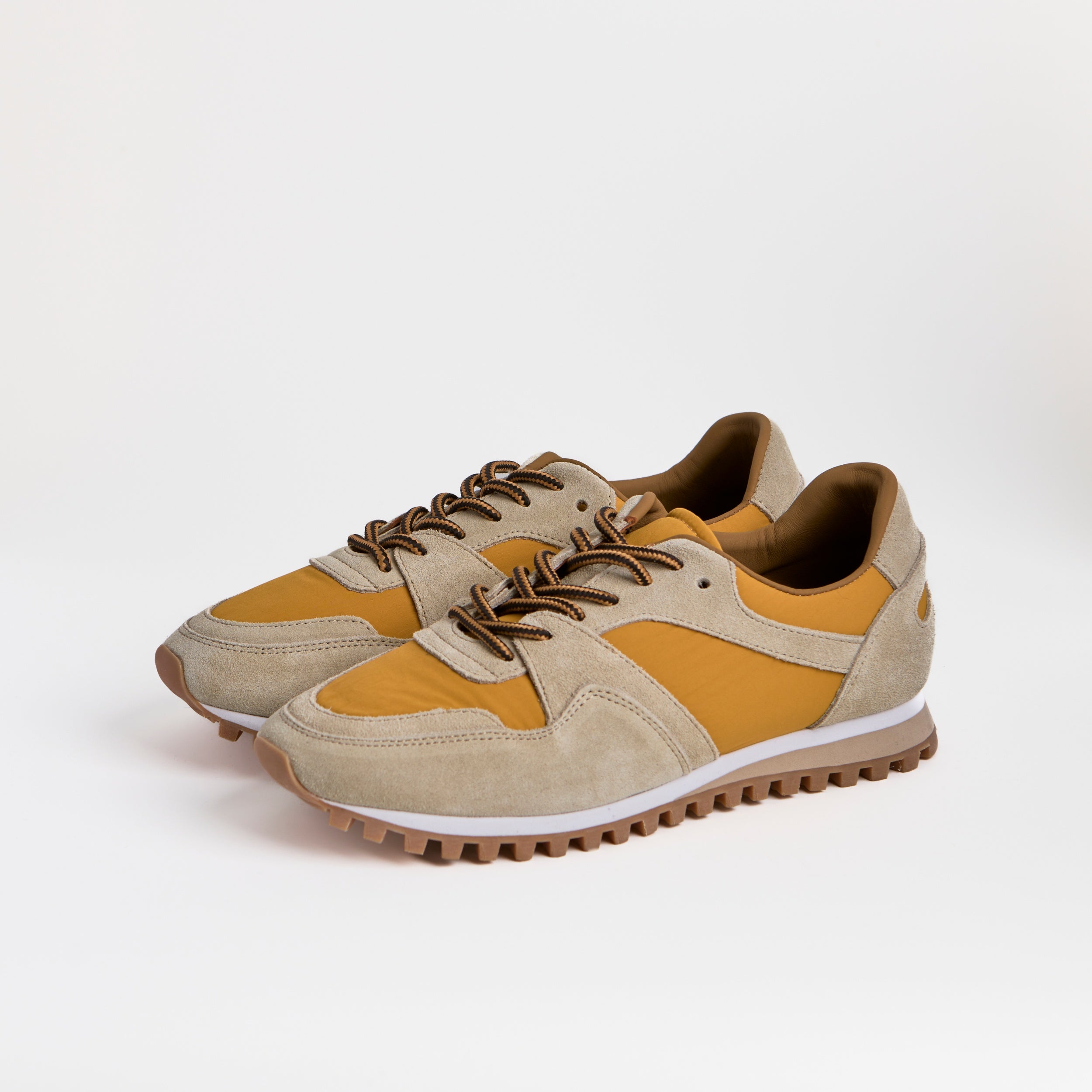 The Dual Stride Yellow Retro Suede & Nylon Athletic Trainers