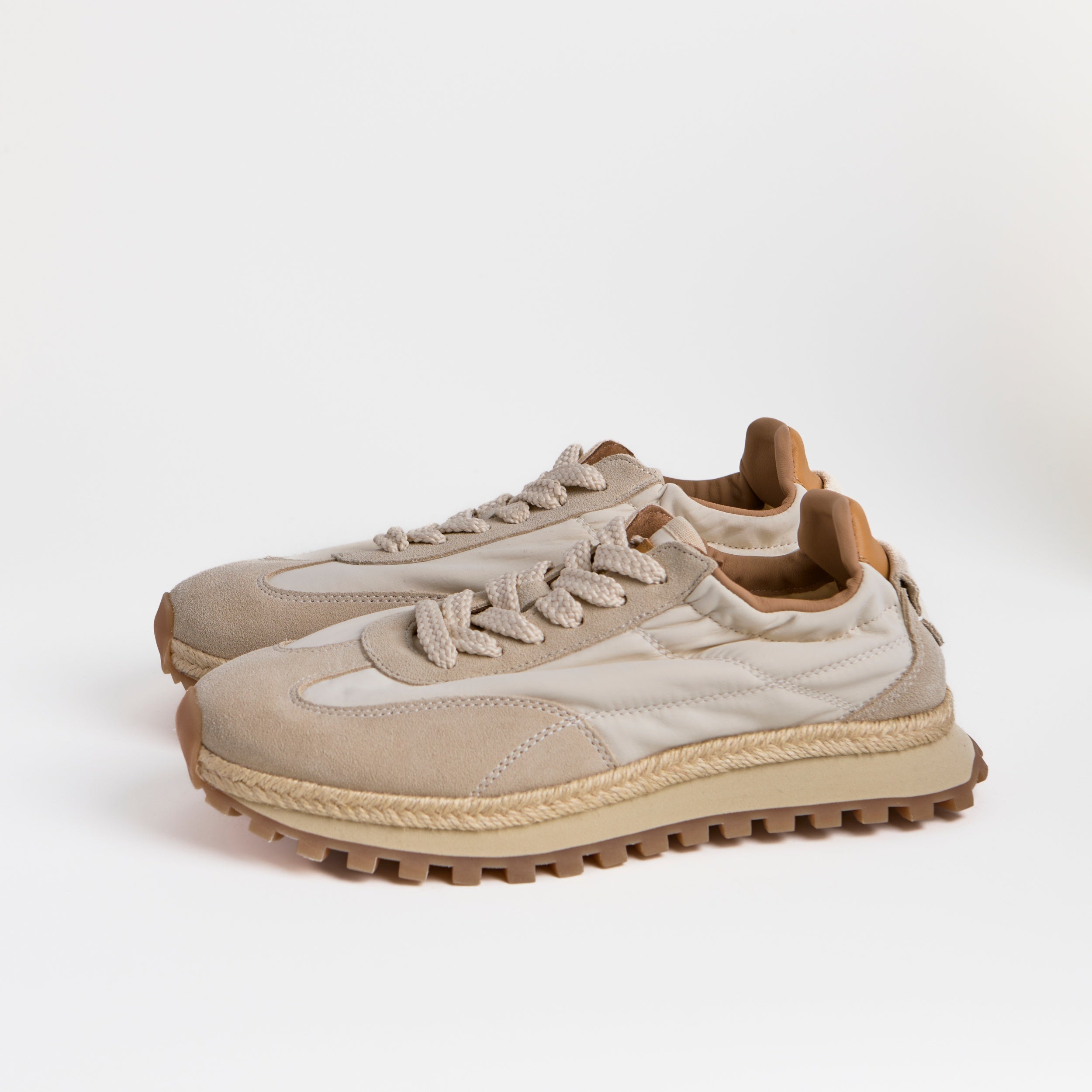 The Dual Stride Cream Urban Nomad Tech-Suede Sneakers