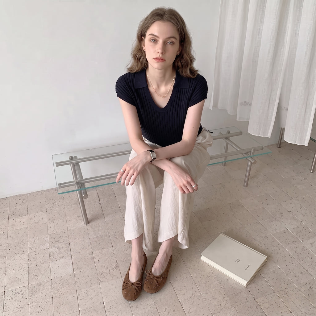 The Dual Stride Brown Suede Ballet Flats