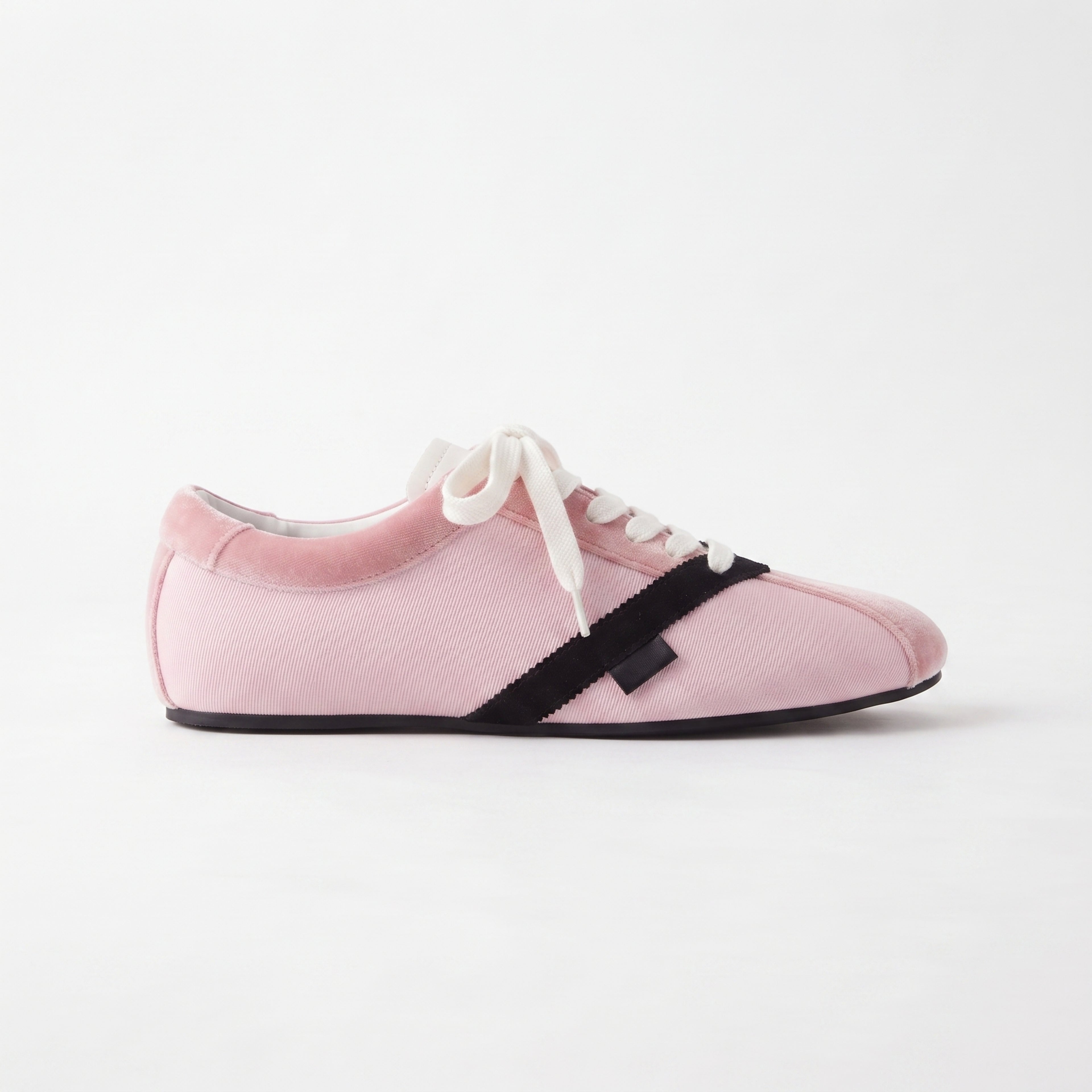 The Dual Stride Pink Velvet Spliced Retro Sneakers