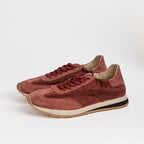 The Dual Stride Red Minimalist Suede Sneakers