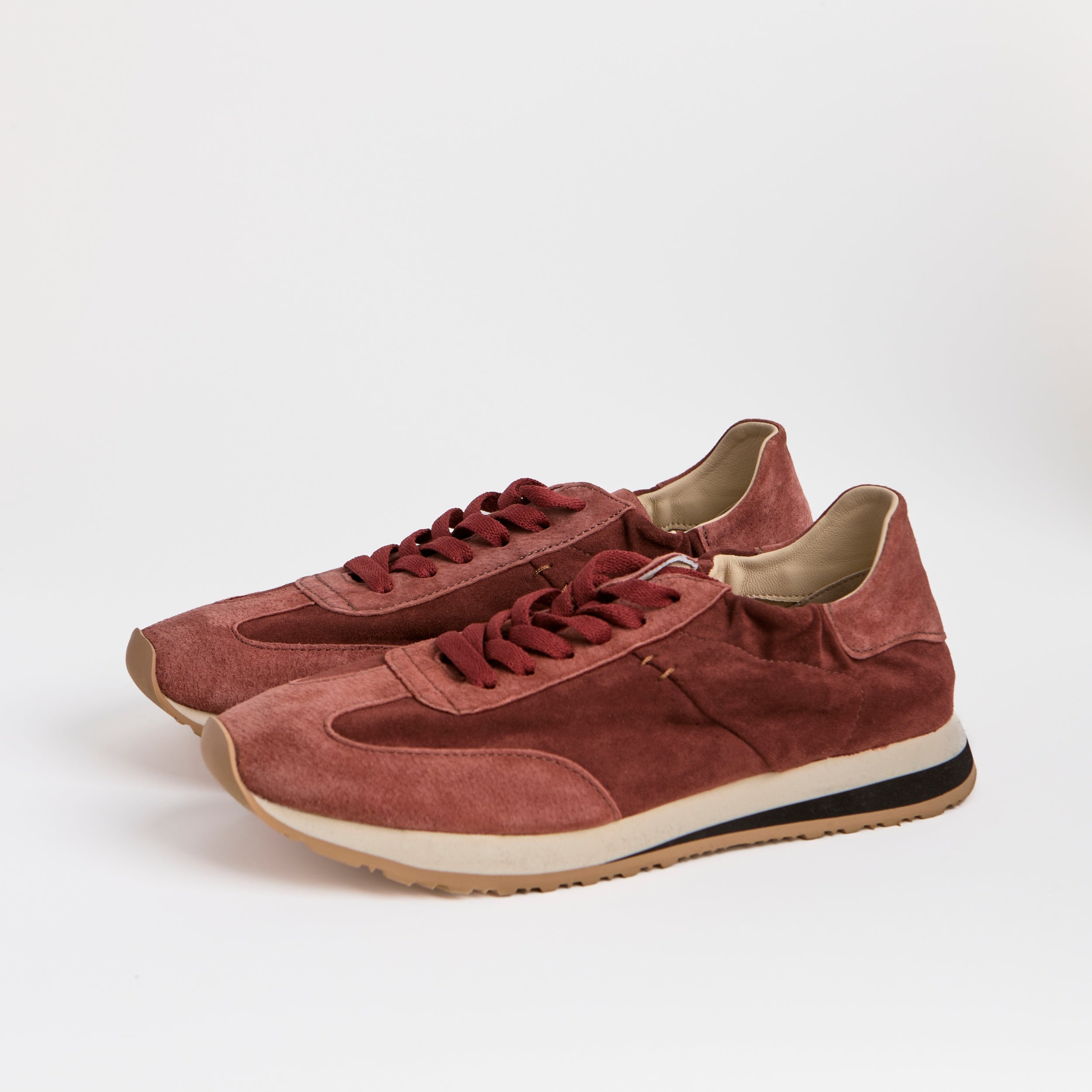 The Dual Stride Red Minimalist Suede Sneakers