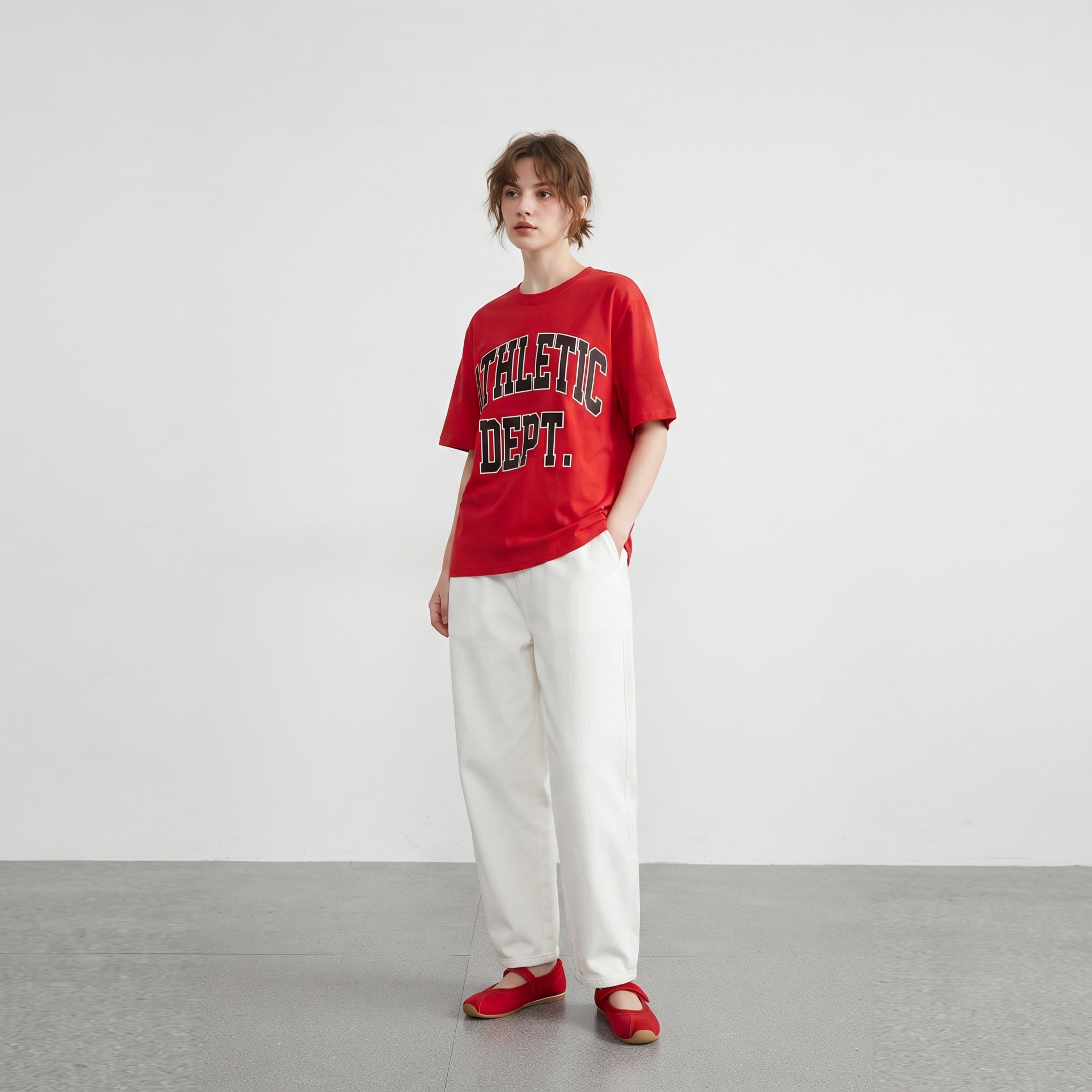 The Dual Stride Red Mary Jane Sneaker Flat