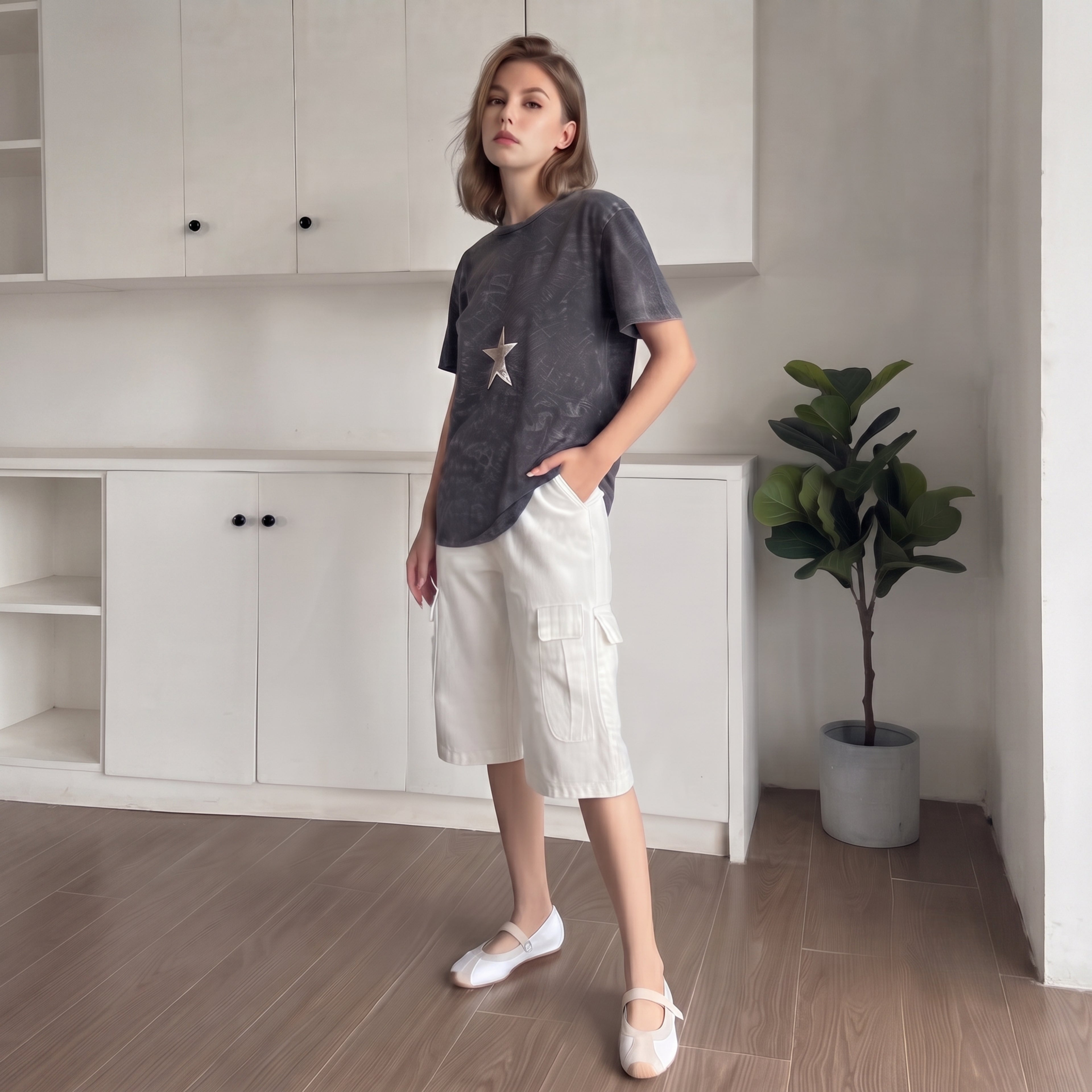 The Dual Stride White Mary Jane Sneaker Flat