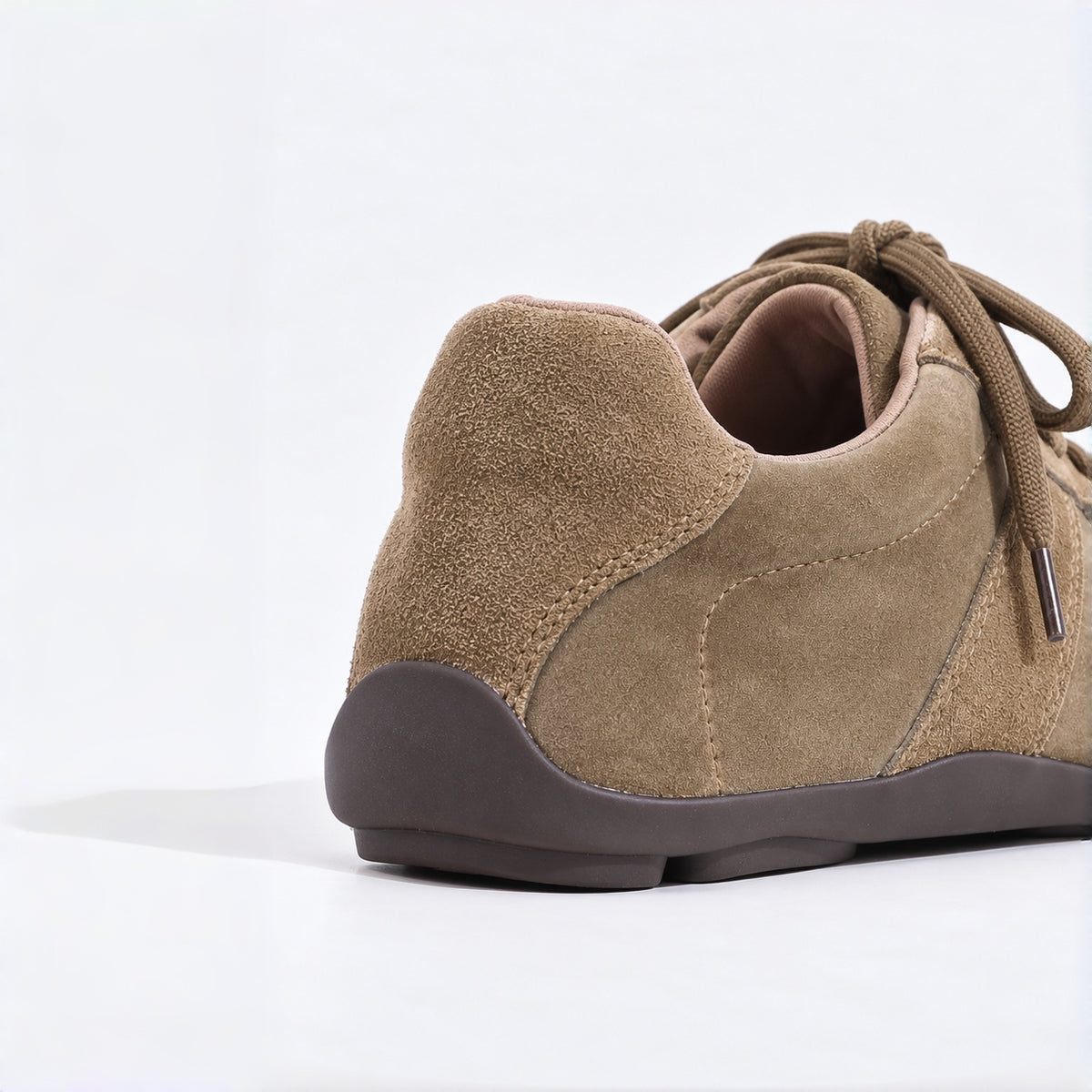 The Dual Stride Olive Green Split-Toe Velvet & Suede Retro Casual Sneakers