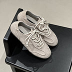The Dual Stride Gray Suede Retro Sneakers