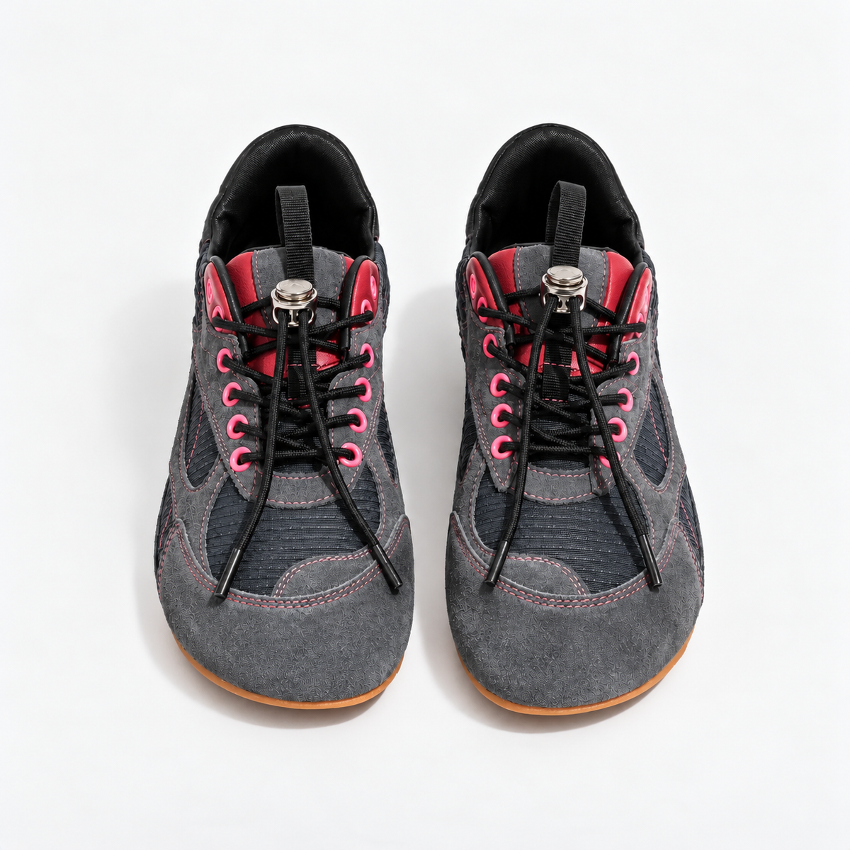 The Dual Stride Charcoal Gray Retro Sneakers