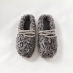 The Dual Stride Gray Curly Faux Fur Rhinestone Mule Slippers