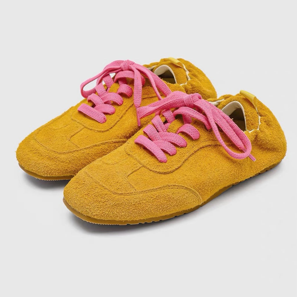 The Dual Stride Men's Yellow Suede Casual Sneakers