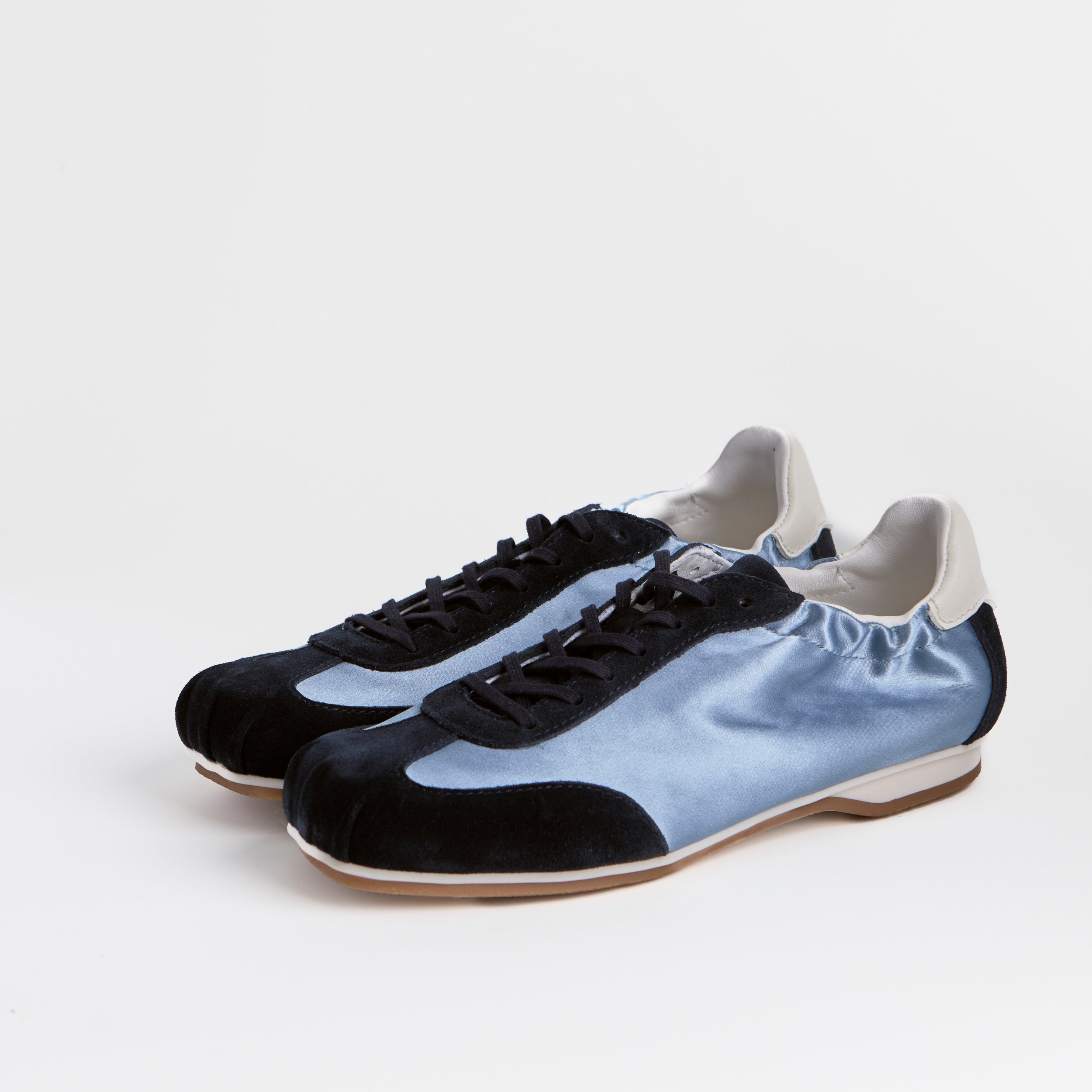 The Dual Stride Blue Satin Suede  Sneakers