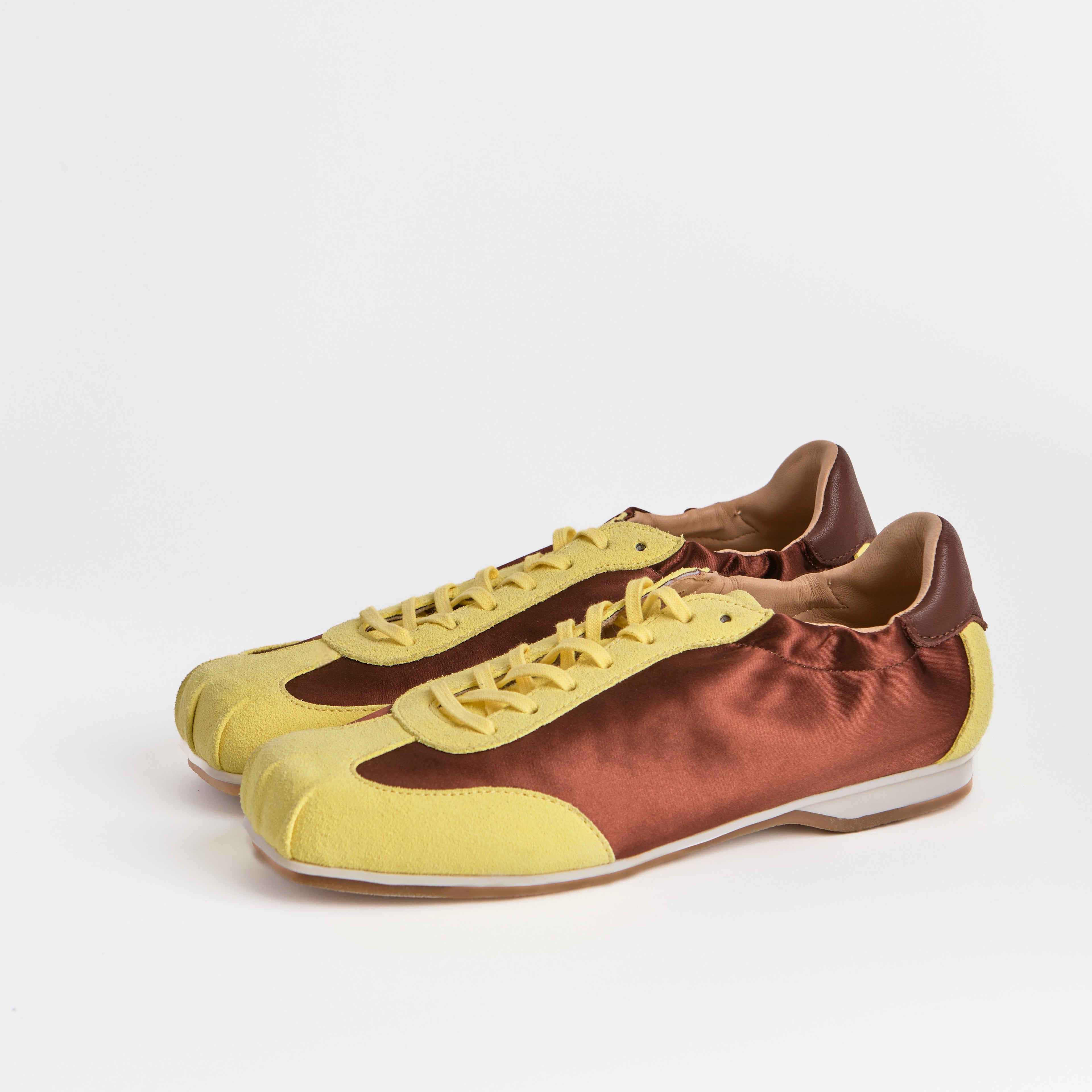 The Dual Stride Red Satin Suede Casual Sneakers