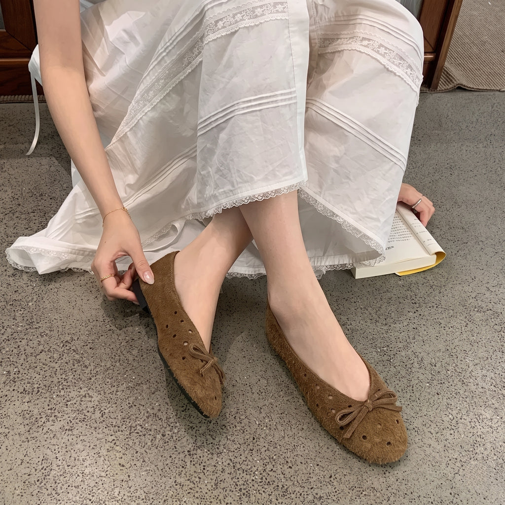 The Dual Stride Brown Suede Ballet Flats