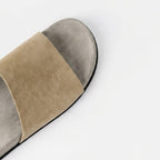 The Dual Stride Beige Minimalist Suede Slide Sandals
