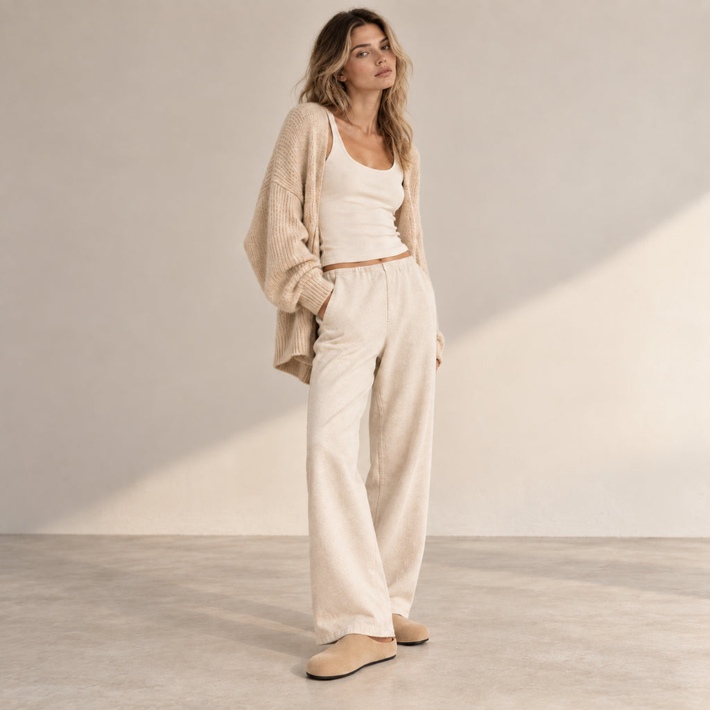 The Dual Stride Beige Suede Slip-On Mules