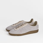 The Dual Stride White Flexible Sheepskin Suede Sneakers