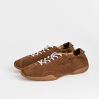 The Dual Stride Brown Sheepskin Suede Retro Trainers