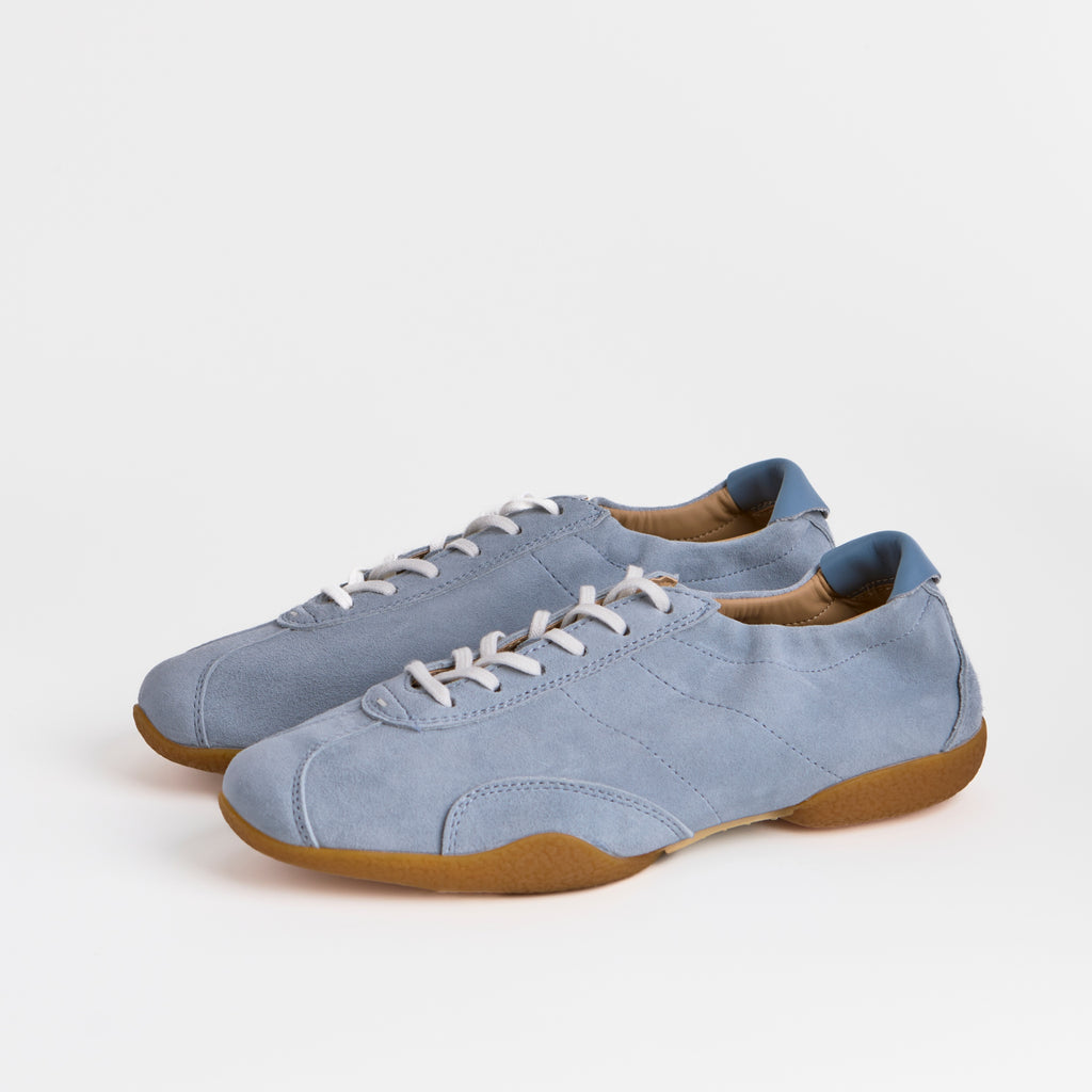 The Dual Stride Light Blue Sheepskin Suede Retro Trainers