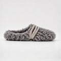 The Dual Stride Gray Curly Faux Fur Rhinestone Mule Slippers