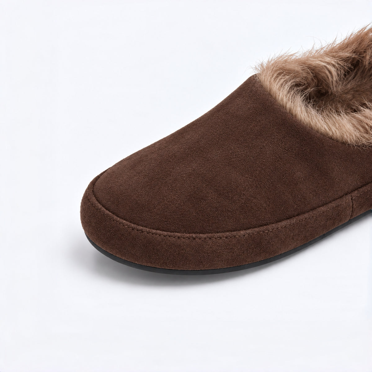 The Dual Stride Women's Dark Brown Suede Fur Lined Mule Slippers