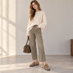 The Dual Stride Women's Khaki Suede Faux Fur Loafer Mules – Runs One Size Small