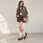 The Dual Stride Women's Faux Fur Trim Suede Mary Jane Flats