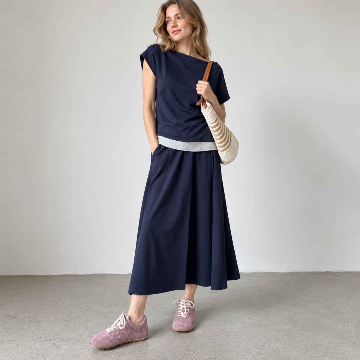 The Dual Stride Dusty Pink Suede Retro Low-Profile Sneakers