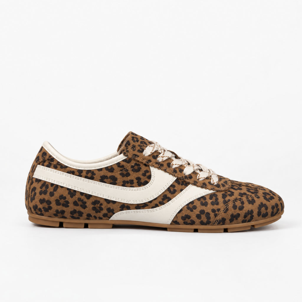 The Dual Stride Leopard Print Retro Low-Profile Sneakers