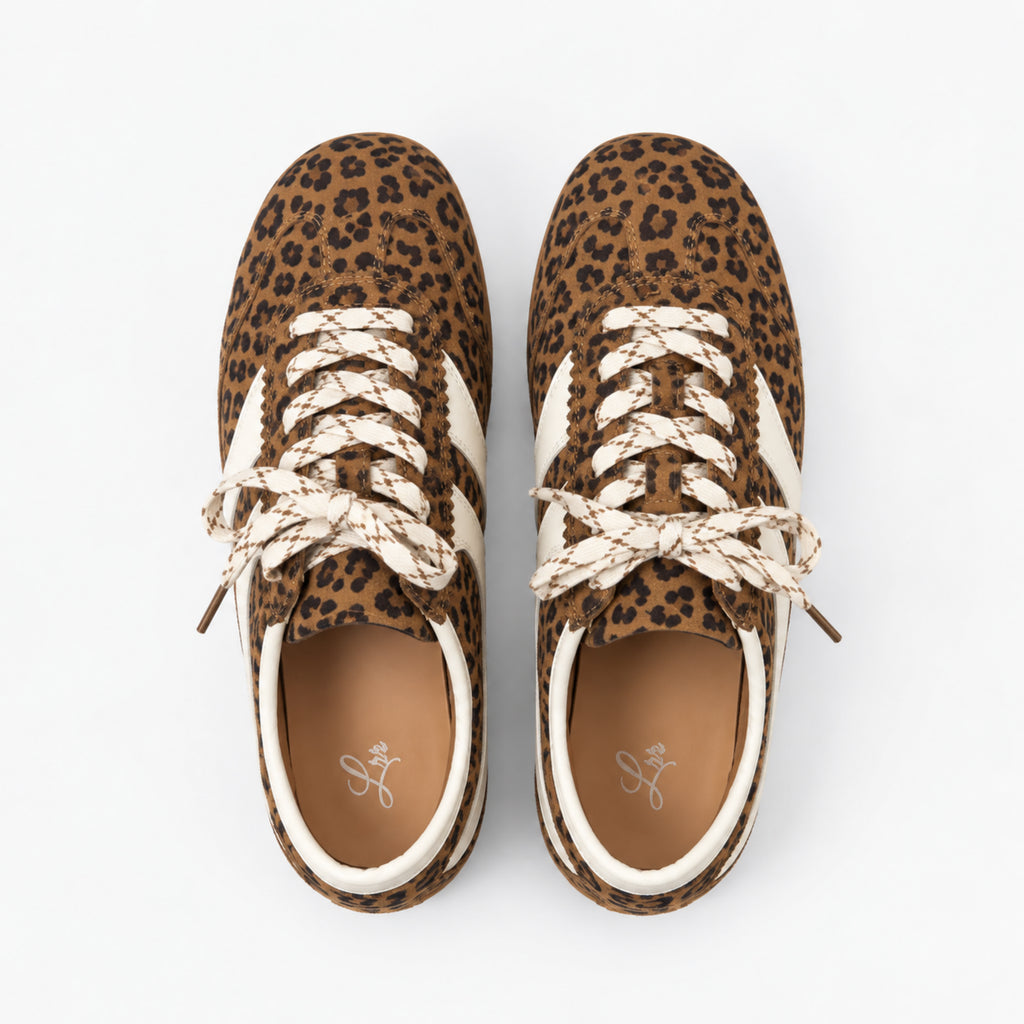 The Dual Stride Leopard Print Retro Low-Profile Sneakers