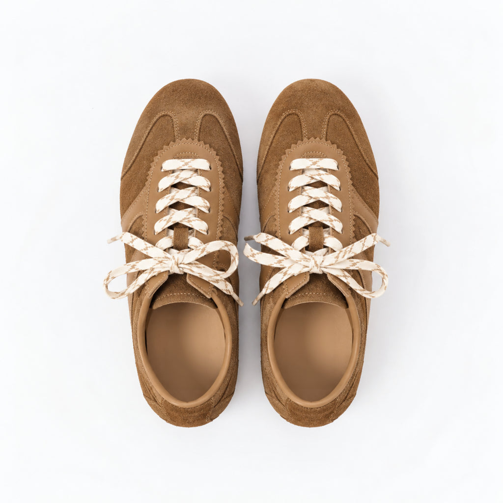 The Dual Stride Vintage Brown Suede Retro Sneakers