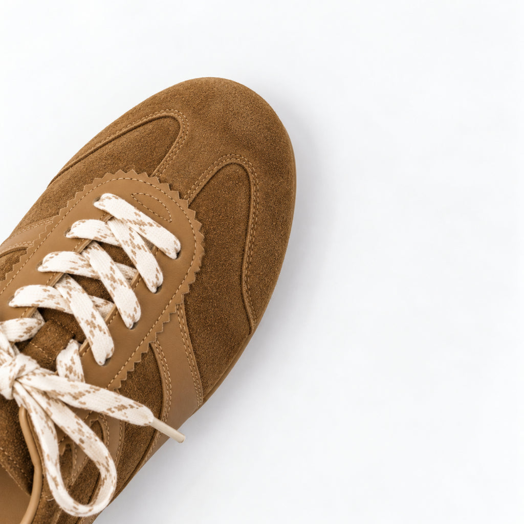 The Dual Stride Vintage Brown Suede Retro Sneakers