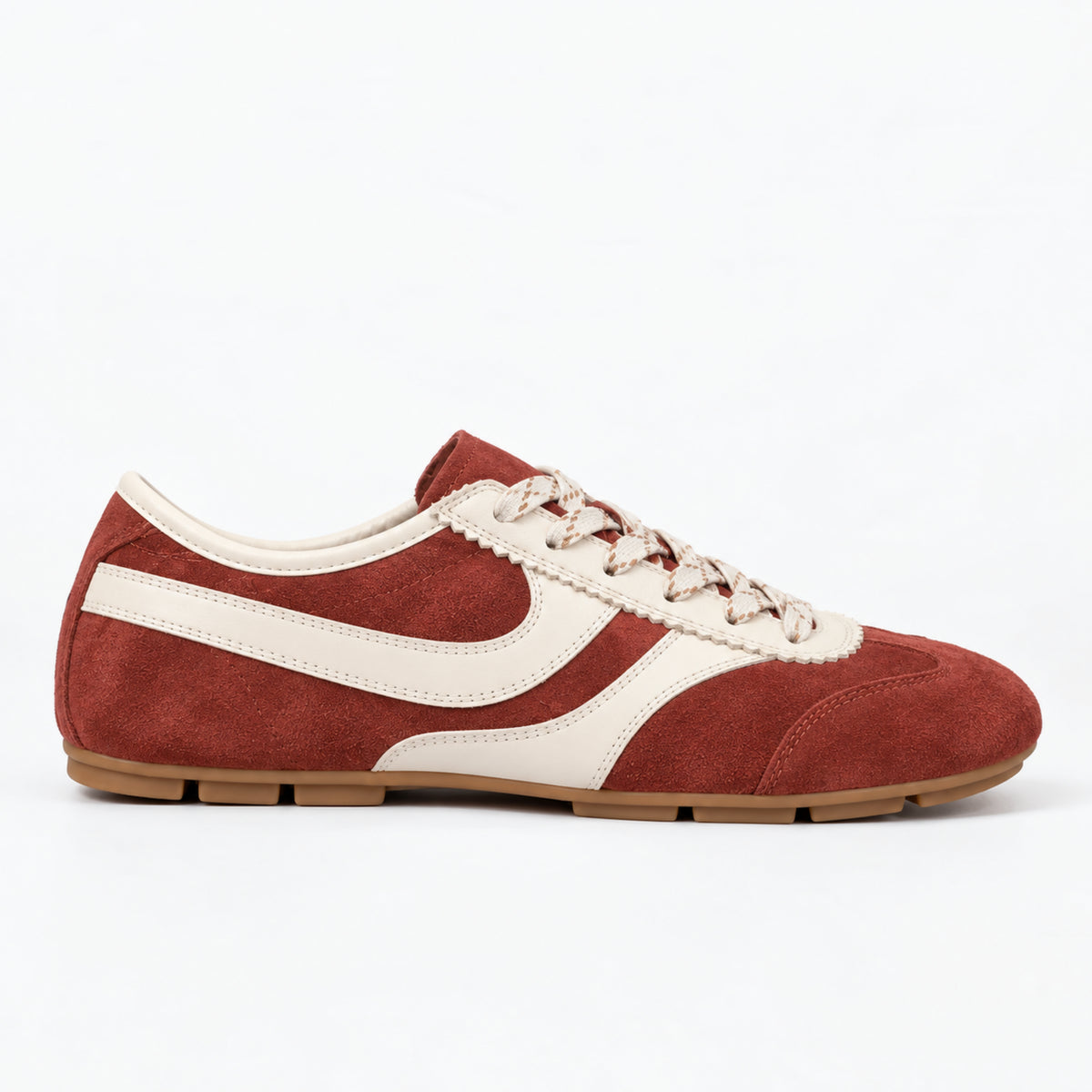 The Dual Stride Vintage Rust Red Suede Retro Sneakers