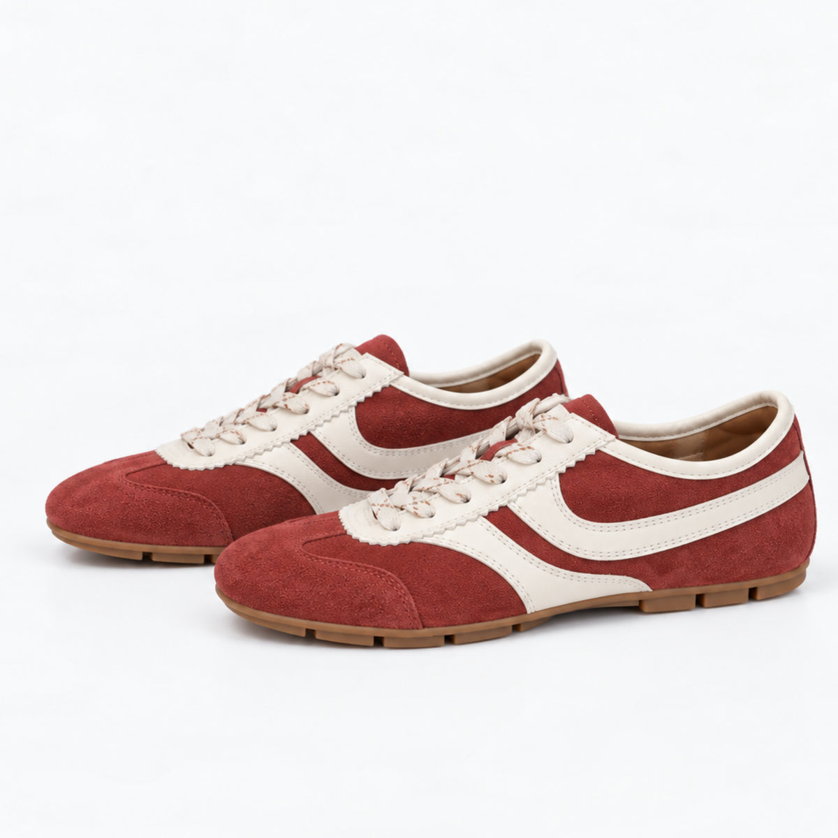 The Dual Stride Vintage Rust Red Suede Retro Sneakers