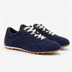 The Dual Stride Navy Blue Suede Retro Running Sneakers