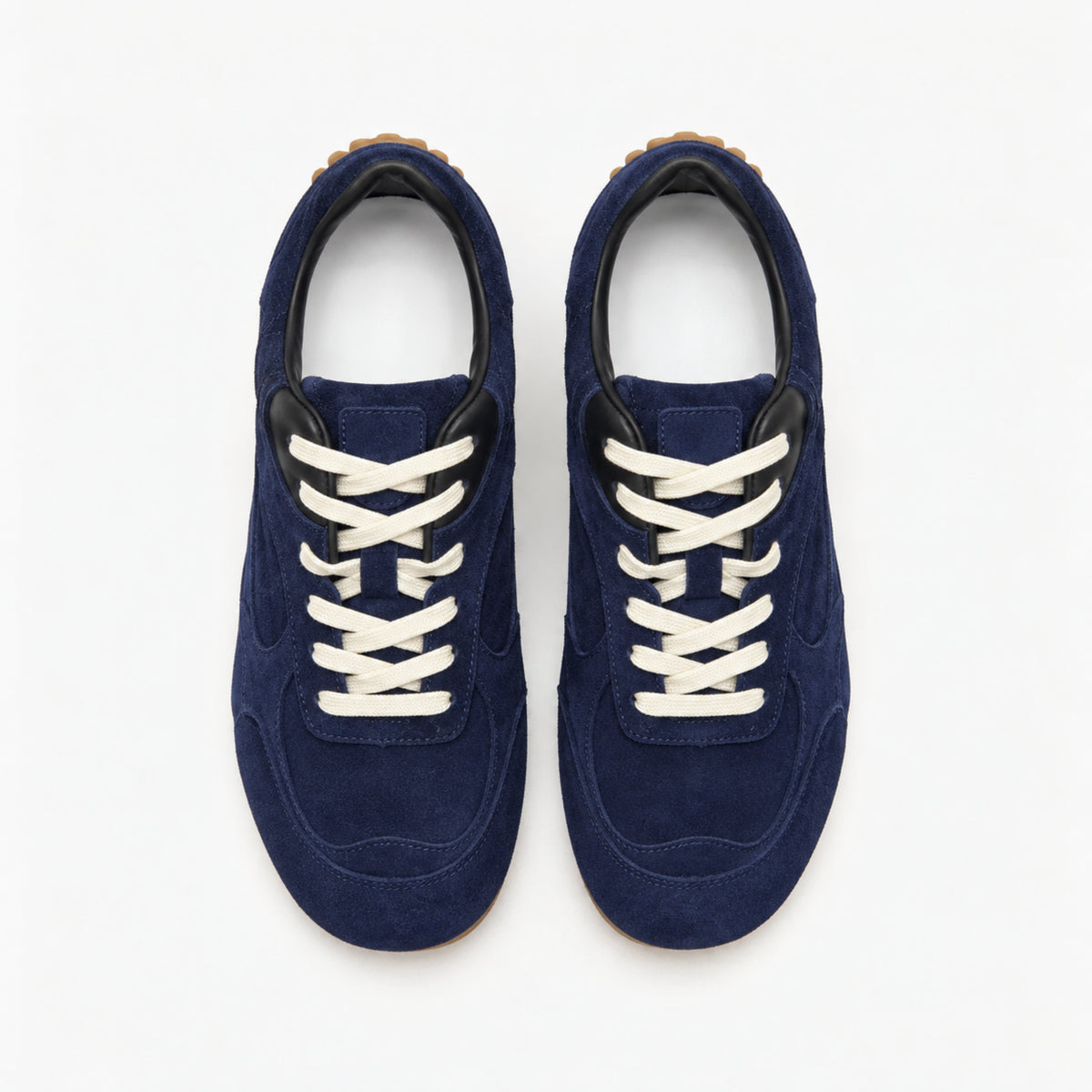 The Dual Stride Navy Blue Suede Retro Running Sneakers
