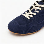 The Dual Stride Navy Blue Suede Retro Running Sneakers