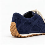 The Dual Stride Navy Blue Suede Retro Running Sneakers