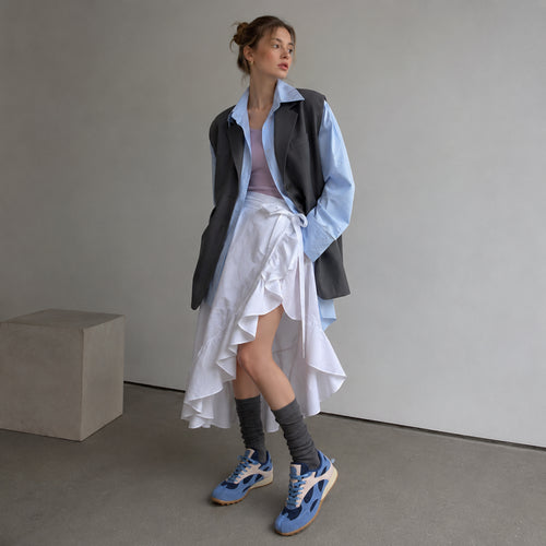 The Dual Stride Blue Split‑Toe Retro Sneakers